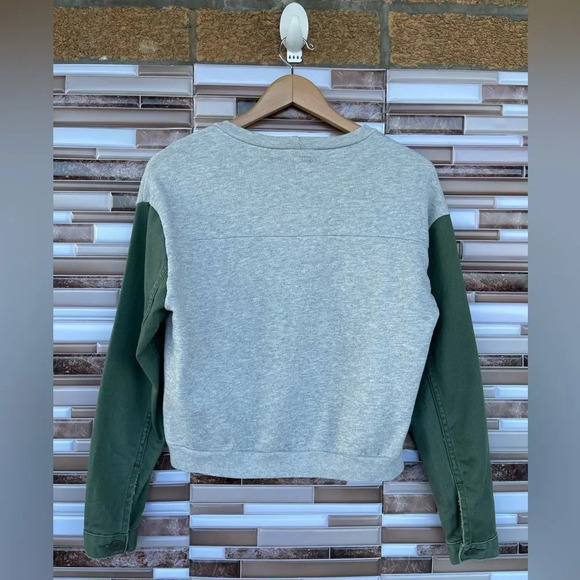 NSF longsleeve sweater with denim dark green sleeves small - Picture 9 of 9